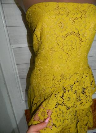 Р. 44-46 платье бюстье новое нарядное коктейльное кружевное горчичного цвета missguided3 фото