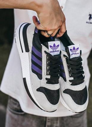 Чоловічі кросівки adidas zx 500 white purple2 фото