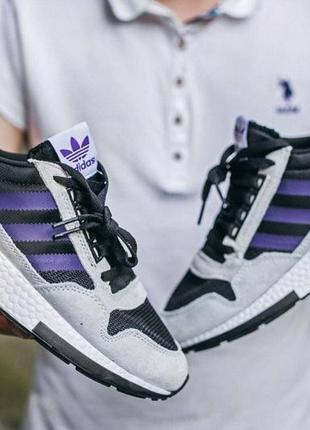 Чоловічі кросівки adidas zx 500 white purple3 фото