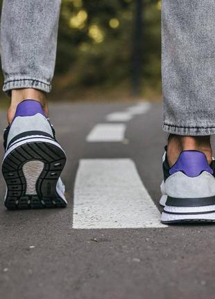 Чоловічі кросівки adidas zx 500 white purple4 фото
