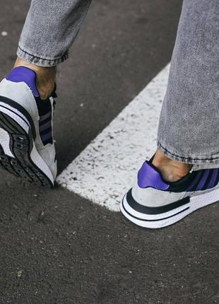 Чоловічі кросівки adidas zx 500 white purple7 фото