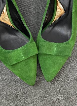 Ексклюзивні туфлі з натуральної замші човники зелені трава ь6 фото