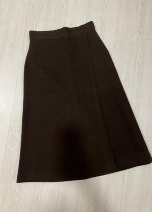 Спідниця шерстяна міді коричнева