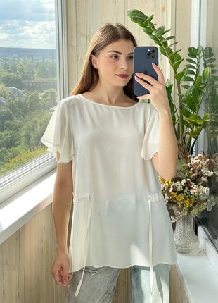 Молочная блуза со стяжкой 1+1=38 фото