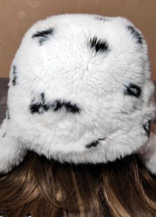 Шапка меховая зимняя детская с ушками р. 62 белая теплая2 фото