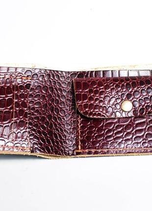 Солидное портмоне кошелек кожа под крокодила коричневый ручная работа4 фото