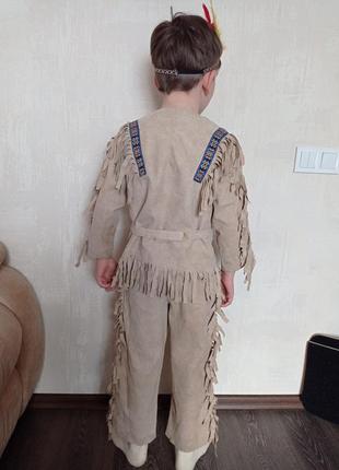 Карнавальний костюм індіанець індіанець 5-7 років натуральний замш код ам12 фото