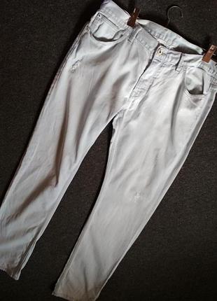 Мужские джинсы с потертостями, голубые, р. 36