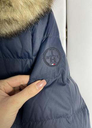 Пуховик tommy hilfiger зимняя куртка с мехом синяя парка дутик оригинал8 фото