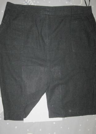 Натуральная летняя юбка лён черная карандаш большого размера 18