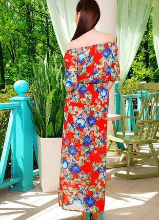 Длинное шифоновое платье с розами. разм.l(46-48)2 фото