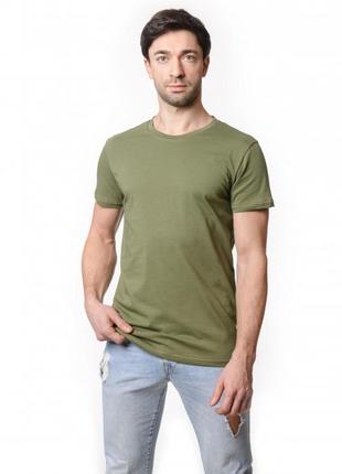 Однотонна чоловіча футболка oversize, оливкова
