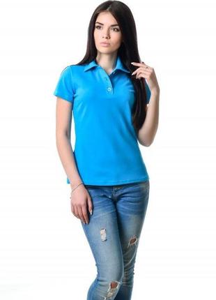Женская футболка-поло с коротким рукавом - бирюзовый