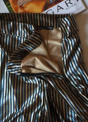 Женские велюровые разноцветные брюки в полоску zara, размер s6 фото