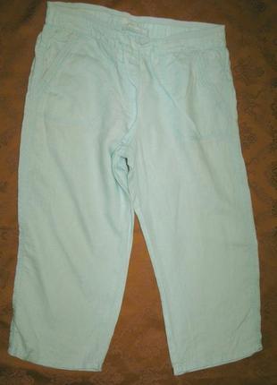 Мятные льняные бриджи капри разм 10 marks&amp;spencer love linen