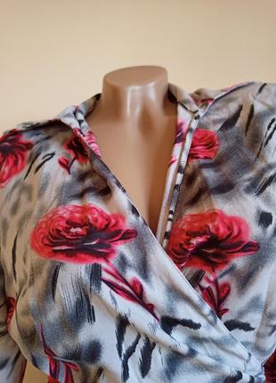 Блуза с длинным рукавом на запах4 фото