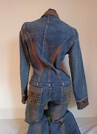 Фирменный джинсовый костюм жакет пиджак джинсовка и брюки , натуральный джинс4 фото