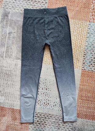 Безшовні штани жіночі легінси тайтсы workout сірі меланжеві з градієнтом5 фото