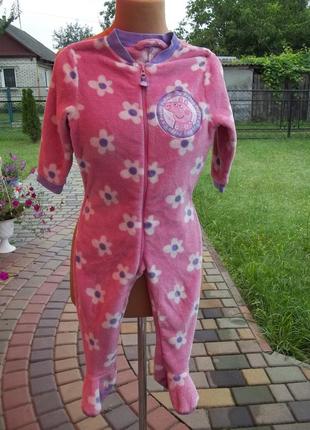 ( 2 - 3 года) детская пижама кигуруми комбинезон флисовый свинка пеппа б/у9 фото