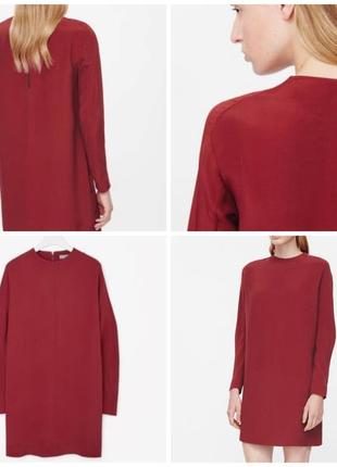 Терракотово-красное прямое платье- туника cos xs-s3 фото