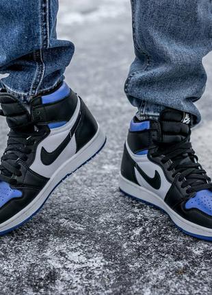 Кроссовки найк джордан💎36рр - 45рр💎nike air jordan 1 retro high blue black😎кросівки джордан