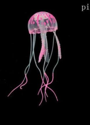 Рожева медуза в акваріум силіконова - діаметр шапки 6-6,5 см2 фото