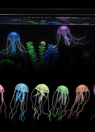 Рожева медуза в акваріум силіконова - діаметр шапки 6-6,5 см5 фото