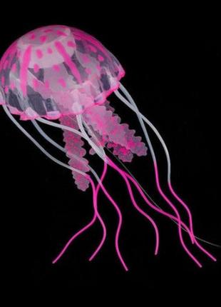 Рожева медуза в акваріум силіконова - діаметр шапки 6-6,5 см3 фото