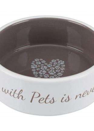 Trixie pets home ceramic bowl керамічна миска для тварин кремова-бежева 0,3 л