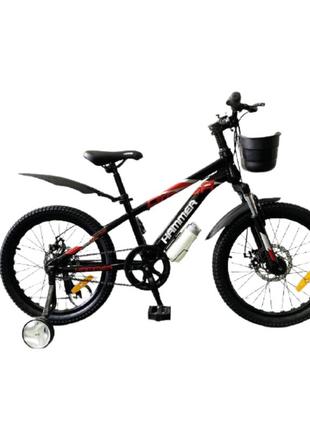Подростковый велосипед hammer va-220 с полной комплектацией черно-красный