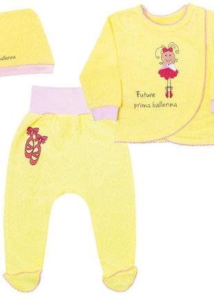 Комплект для девочки детский gabbi кт-19-19-1 ажурный желтый на рост 68 (11550)