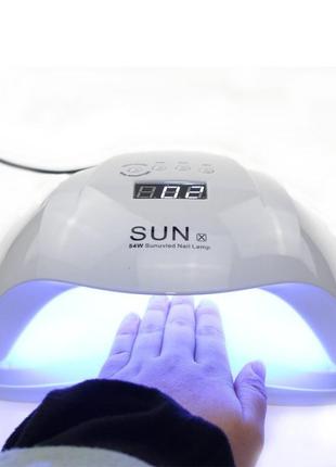 Sun x 54 w лампа для нігтів, таймер 10, 30, 60, 99 сек (uv/led)8 фото