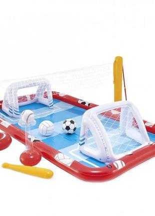 Детский надувной игровой центр 57147 с воротами и мячем, 470л