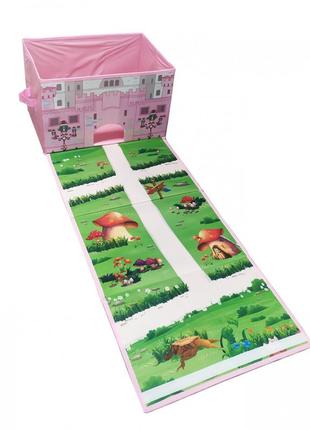 Корзина для игрушек yj259210236 с игровым ковриком 75 см (замок)