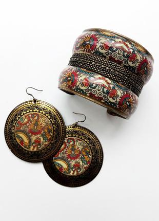 Невероятно красивый набор серьги и браслет; бижутерия; украшения; круглые серьги