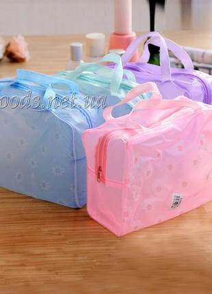 Косметичка прозрачная банная 21x13x8см голубая