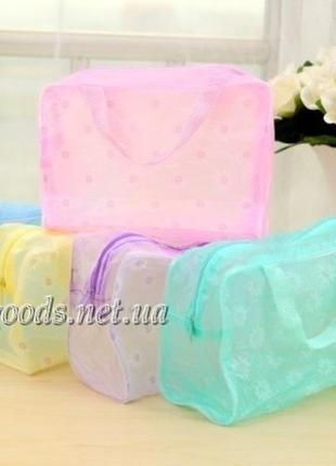 Косметичка прозрачная банная 21x13x8см голубая