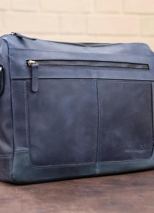 Деловая сумка кожаная синяя