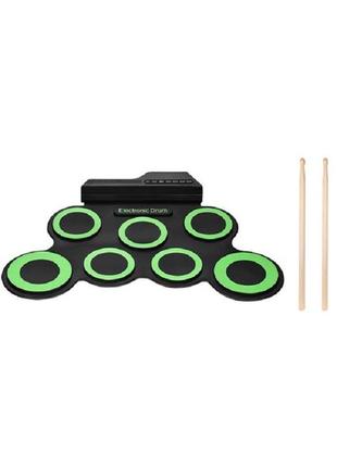 Барабаны электронные usb гибкие g3002, черно-зеленые