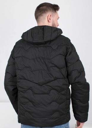 Стильная черная мужская осенняя весенняя демисезон куртка с капюшоном большой размер батал2 фото