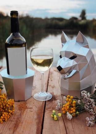 Набор для создания 3d фигуры оригами коробка для напитков  волк papercraft2 фото