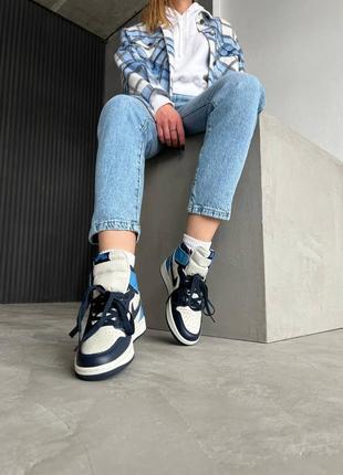 Кросівки шкіряні air jordan 1 mid dark blue❤️2 фото