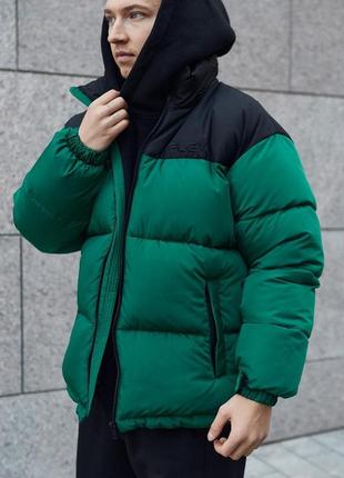 Куртка зимняя флекс, зелёно-чёрный❄️