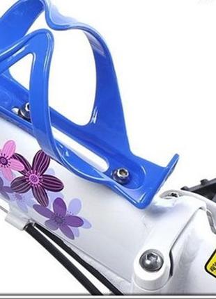 Пластиковий флягодержатель для велосипеда, тримач пляшки велосипедний в синьому кольорі3 фото