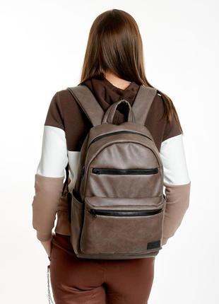 Женский большой и вместительный рюкзак с качественной экокожи на учебу, под ноутбук