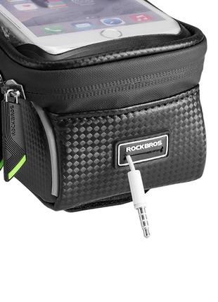 Фірмова велосумка rockbros кишеня для смартфона touch screen до 7". сумка велобагажник для велосипеда чорна6 фото
