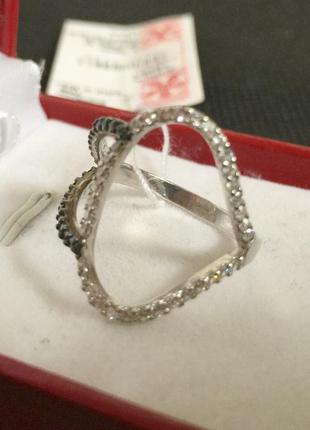Новое родированое серебряное кольцо куб.цирконий серебро 925 пробы2 фото