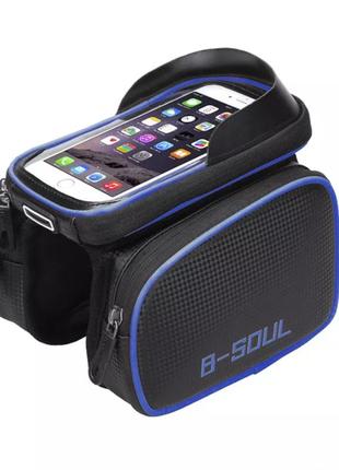 Фірмова велосумка c2b touch screen кишеня для смартфона до 6". сумка велобагажник для велосипеда чорна