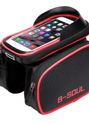 Фірмова велосумка c2r touch screen кишеня для смартфона до 7". сумка велобагажник для велосипеда чорна