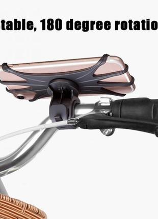 Тримач велокріплення на кермо для телефону смартфона велосипедний 360° на велосипед, самокат чорний7 фото